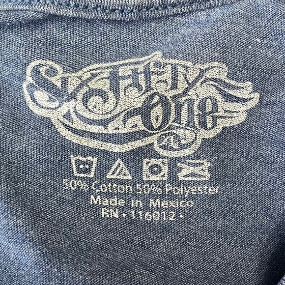 Six Fifty One Nirvana tee tshirt classic smiley fact navy unisex Men’s size XL - Picture 3 of 4